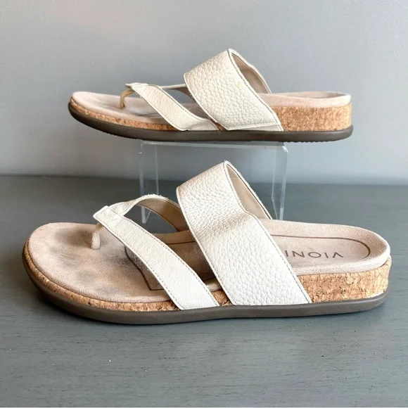 Vionic Marvina Leather Beige Comfort Arch Support Flip-Flop Sandal Women 6 Tan - Picture 7 of 13